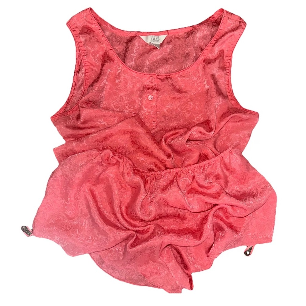 Vintage Satin Pink Coral Nighty Set
